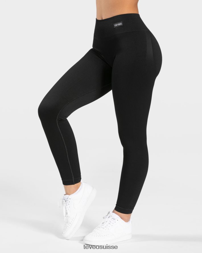 vêtements femmes TEVEO 40204P154 leggings froissés élégants noir