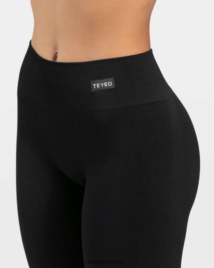 vêtements femmes TEVEO 40204P154 leggings froissés élégants noir