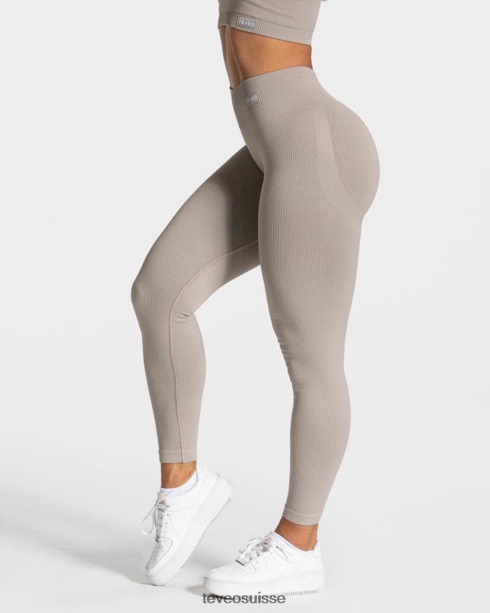 vêtements femmes TEVEO 40204P155 leggings froissés élégants pierre