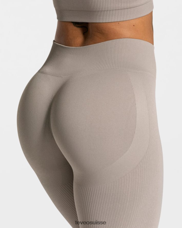 vêtements femmes TEVEO 40204P155 leggings froissés élégants pierre