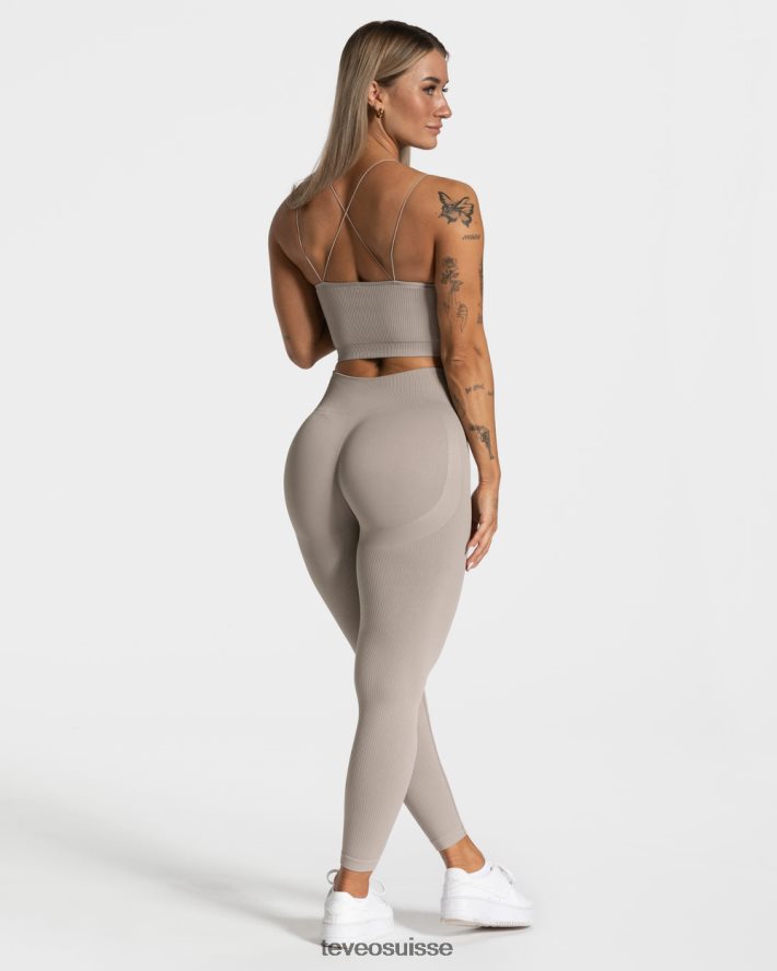 vêtements femmes TEVEO 40204P155 leggings froissés élégants pierre