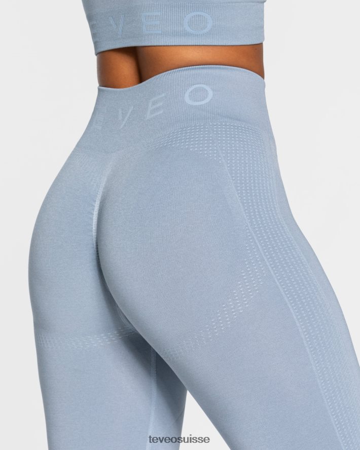vêtements femmes TEVEO 40204P161 leggings froissés focus bleu acier