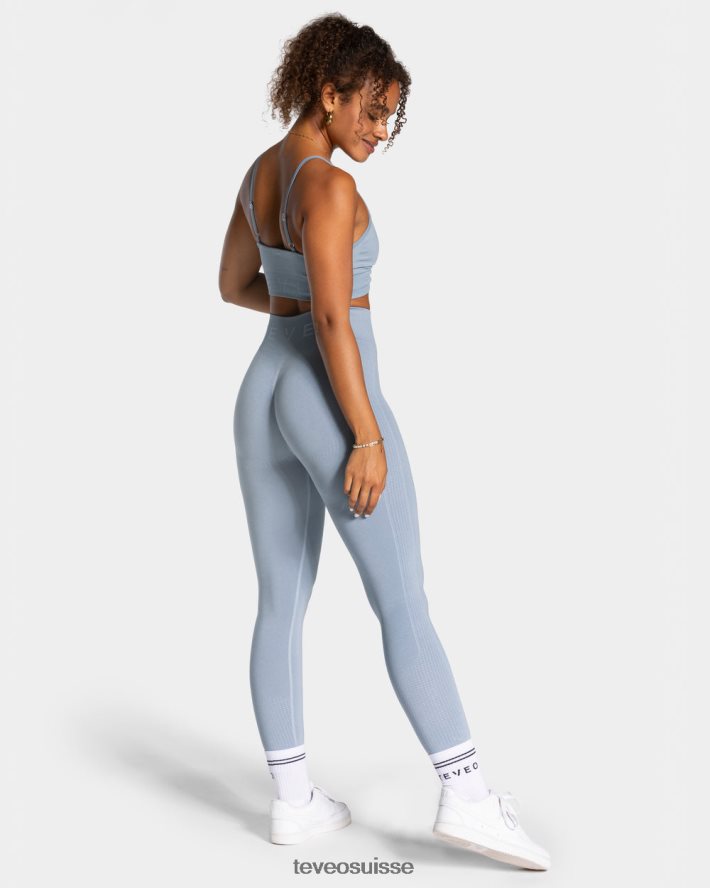 vêtements femmes TEVEO 40204P161 leggings froissés focus bleu acier
