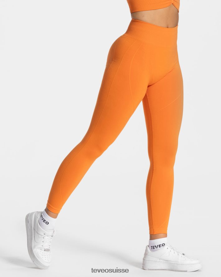 vêtements femmes TEVEO 40204P163 leggings froissés focus orange