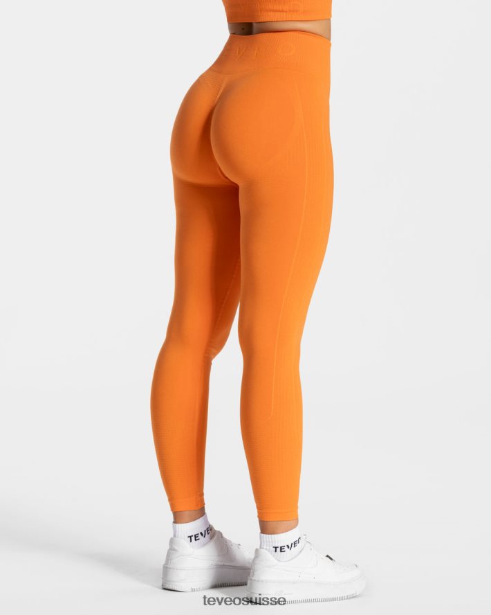 vêtements femmes TEVEO 40204P163 leggings froissés focus orange
