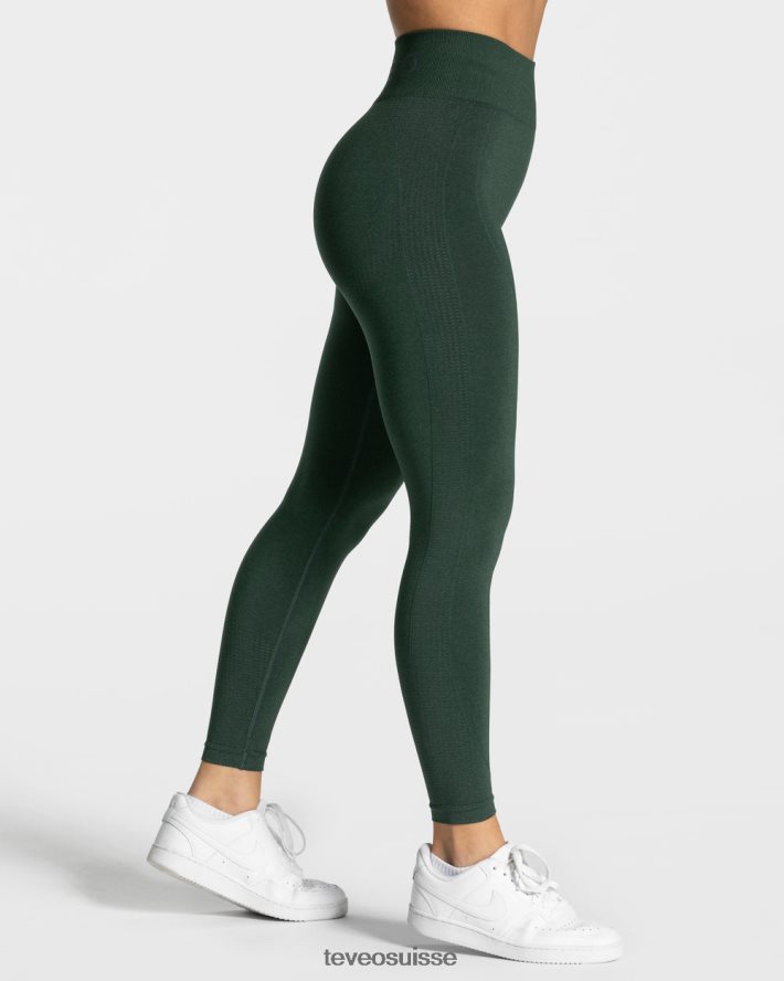 vêtements femmes TEVEO 40204P165 leggings froissés focus vert foncé