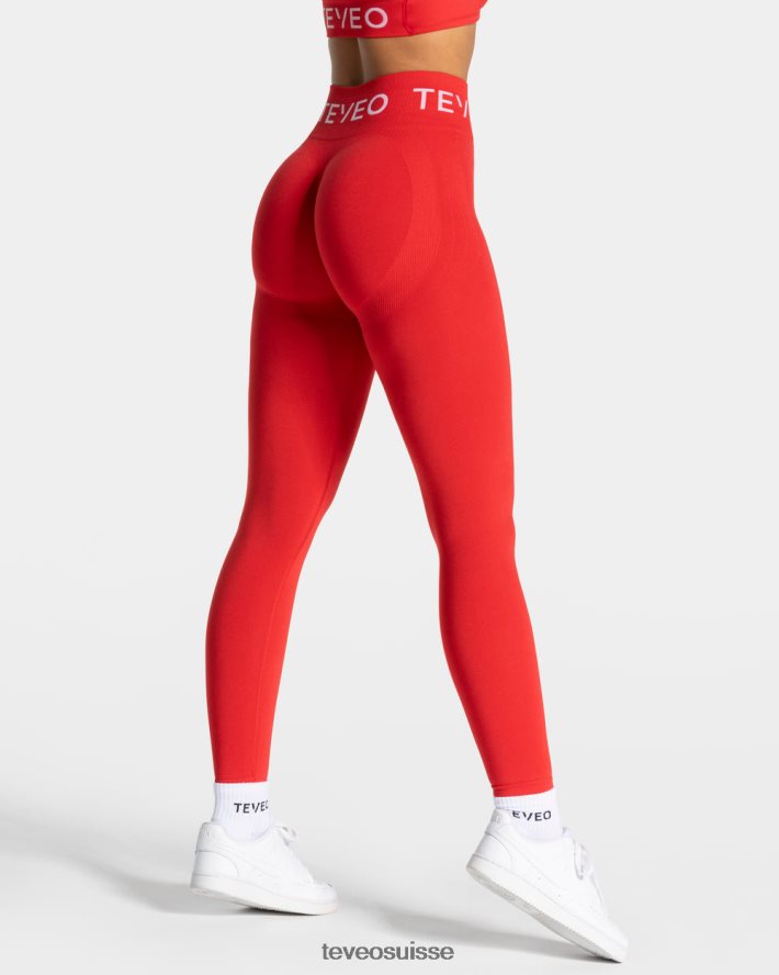 vêtements femmes TEVEO 40204P60 legging froissé emblématique rouge