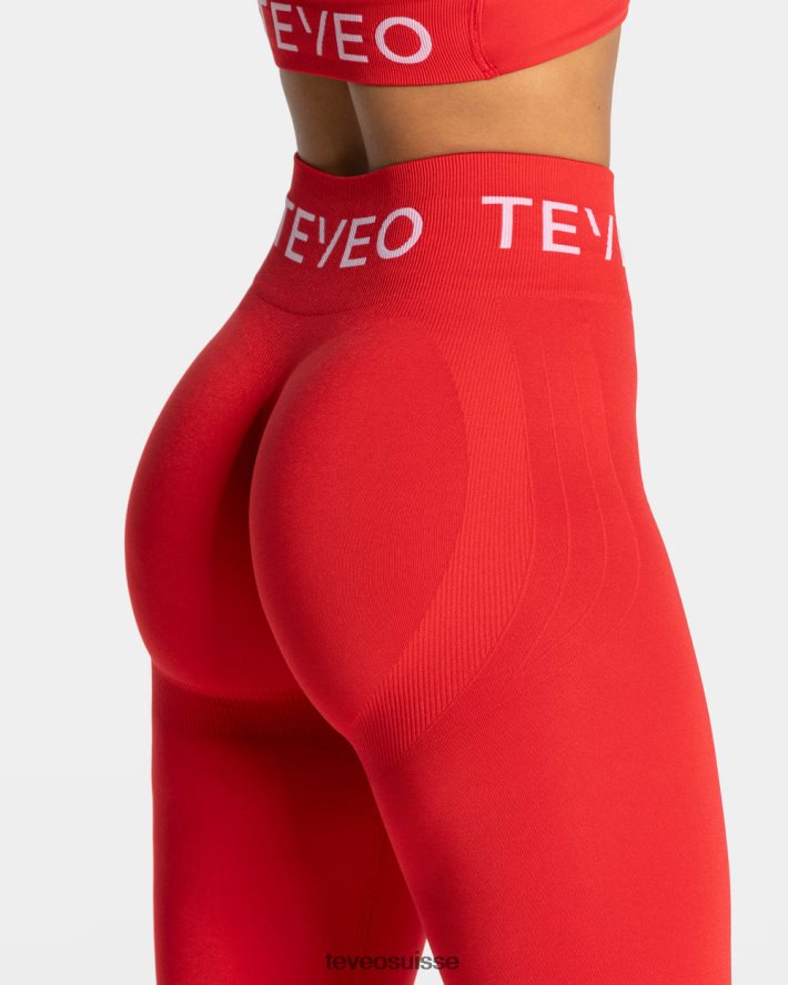 vêtements femmes TEVEO 40204P60 legging froissé emblématique rouge