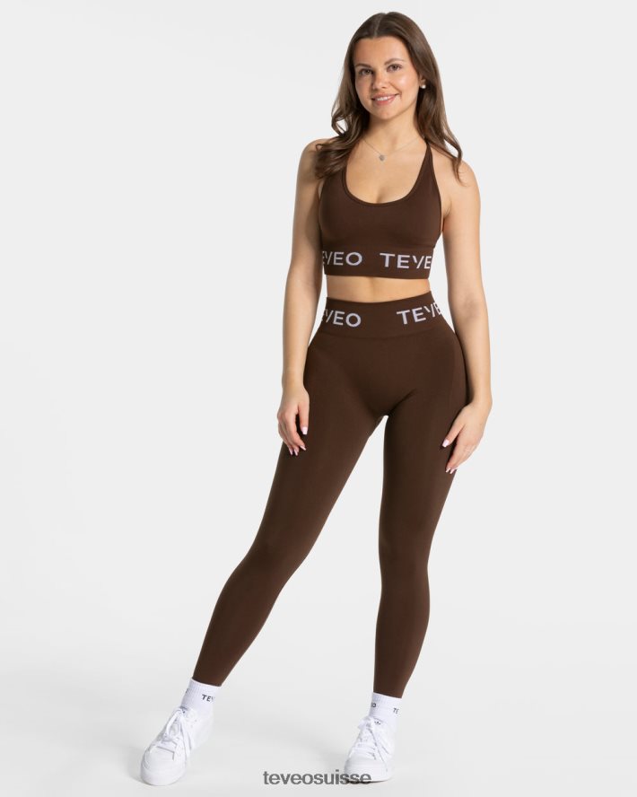 vêtements femmes TEVEO 40204P61 legging froissé emblématique marron foncé