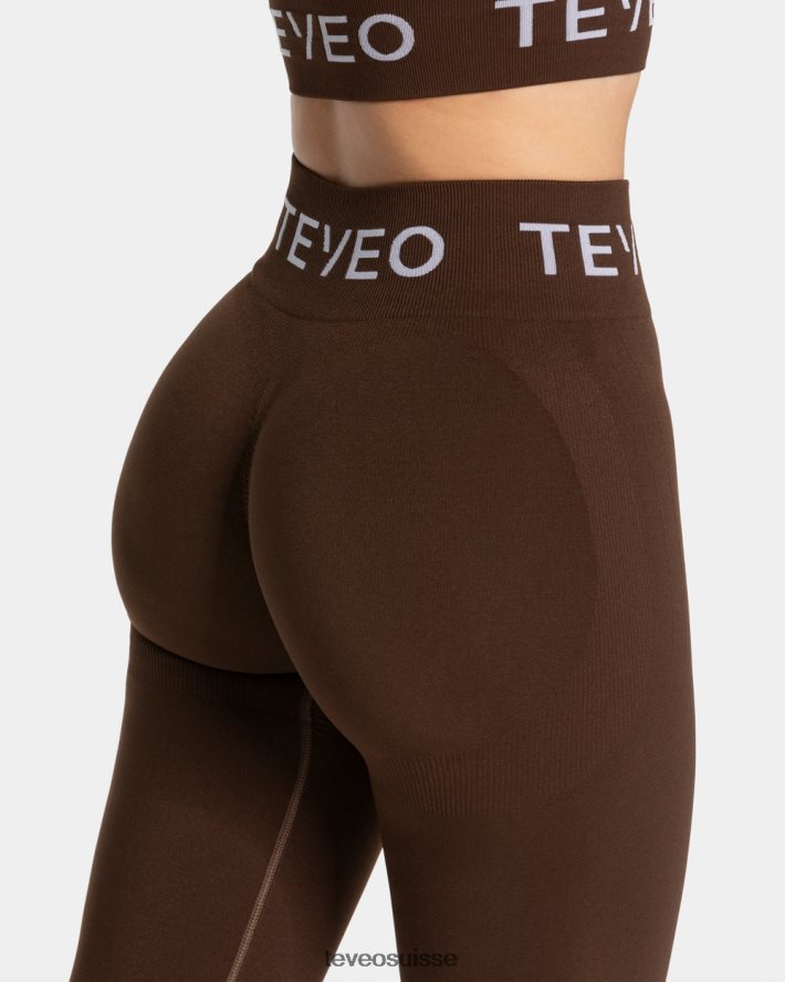 vêtements femmes TEVEO 40204P61 legging froissé emblématique marron foncé
