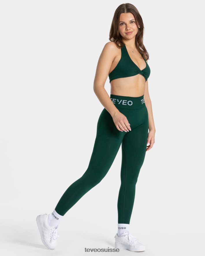 vêtements femmes TEVEO 40204P63 legging froissé emblématique vert foncé