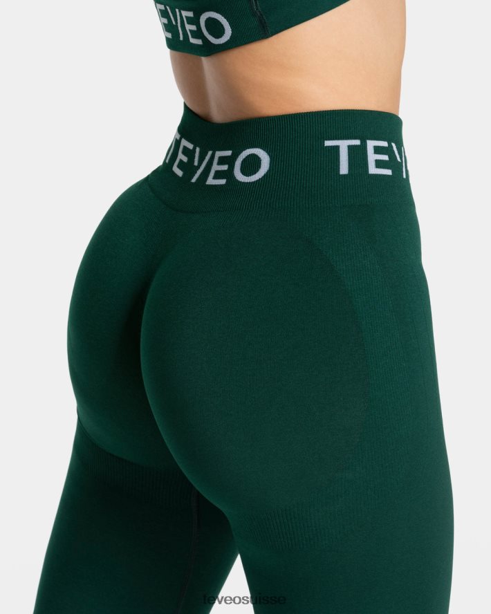 vêtements femmes TEVEO 40204P63 legging froissé emblématique vert foncé