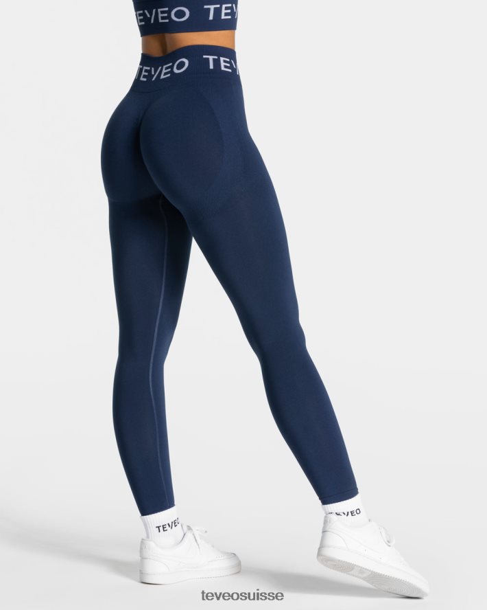 vêtements femmes TEVEO 40204P64 legging froissé emblématique bleu foncé