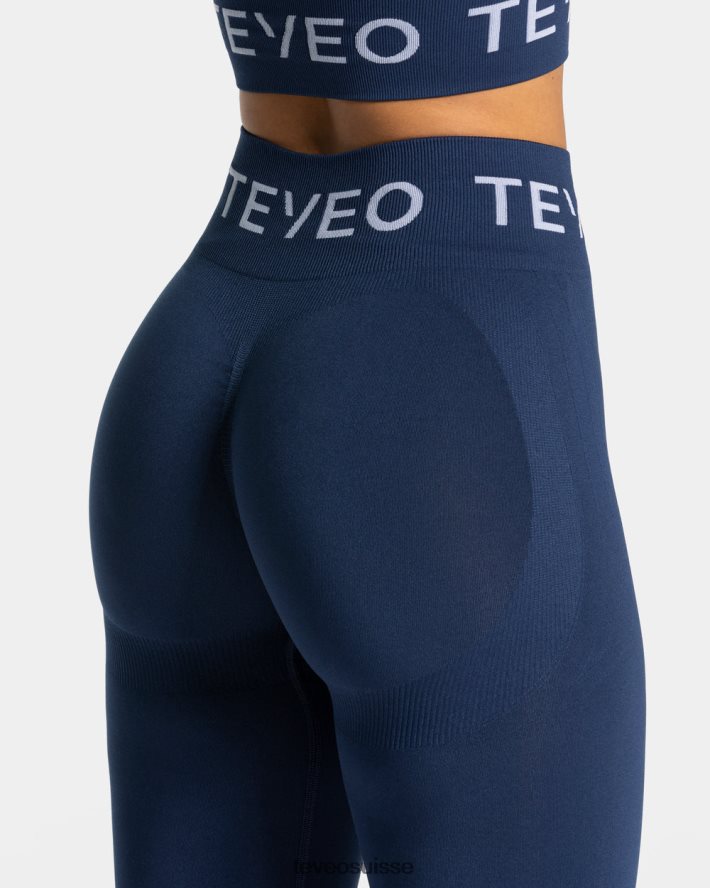 vêtements femmes TEVEO 40204P64 legging froissé emblématique bleu foncé
