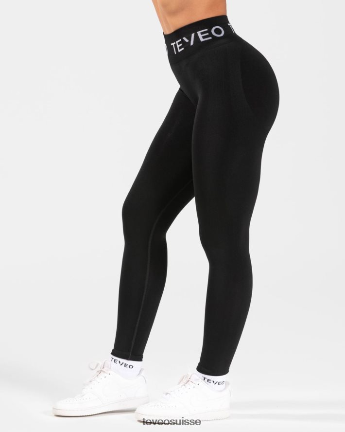 vêtements femmes TEVEO 40204P65 legging froissé emblématique noir