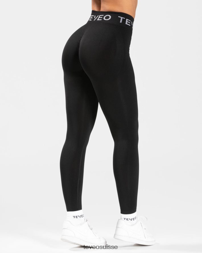 vêtements femmes TEVEO 40204P65 legging froissé emblématique noir