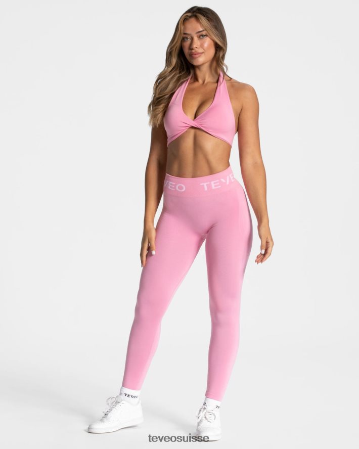 vêtements femmes TEVEO 40204P66 legging froissé emblématique rose