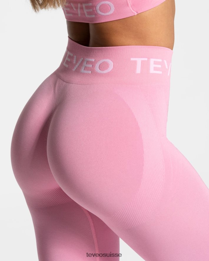 vêtements femmes TEVEO 40204P66 legging froissé emblématique rose
