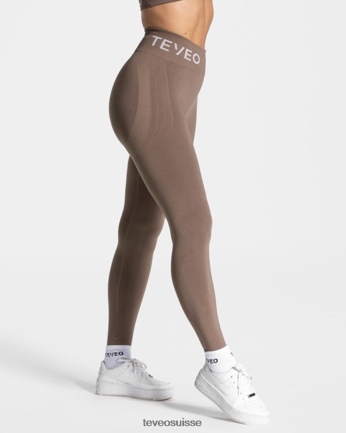 vêtements femmes TEVEO 40204P68 legging froissé emblématique moka
