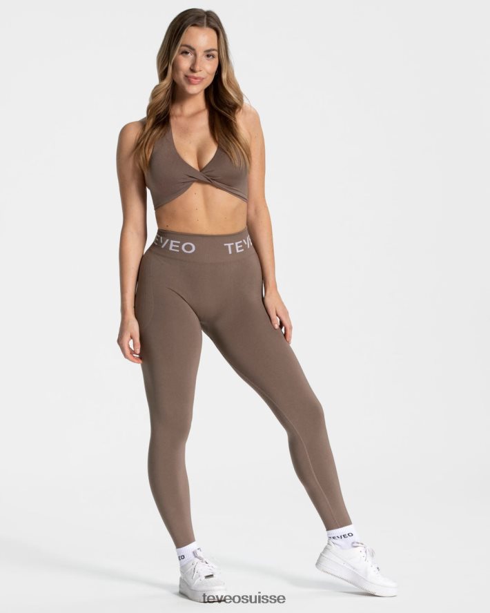 vêtements femmes TEVEO 40204P68 legging froissé emblématique moka