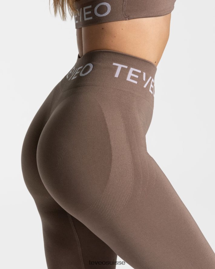 vêtements femmes TEVEO 40204P68 legging froissé emblématique moka