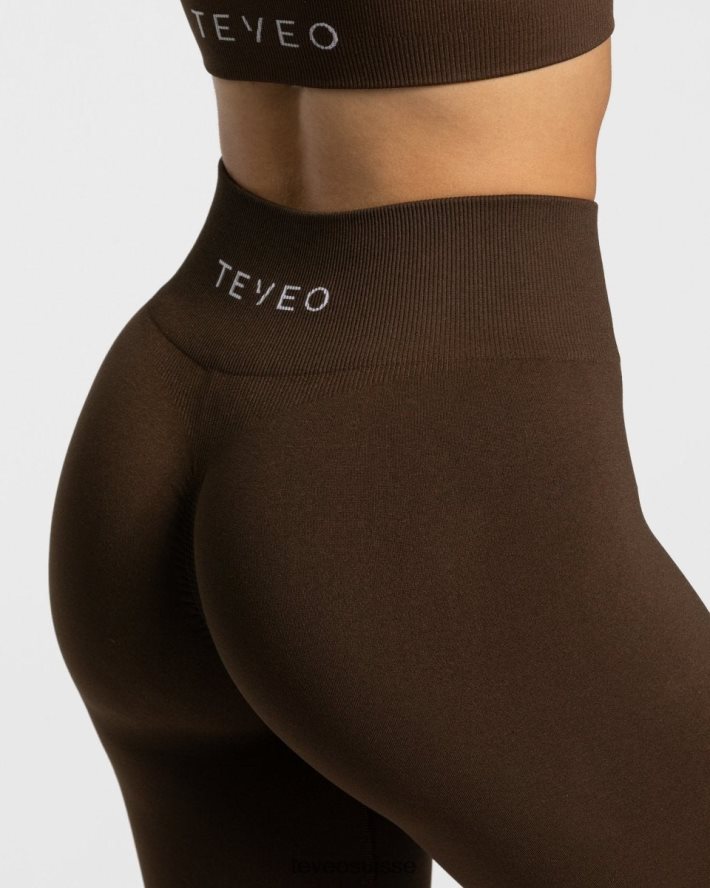 vêtements femmes TEVEO 40204P86 legging scrunch intemporel marron foncé