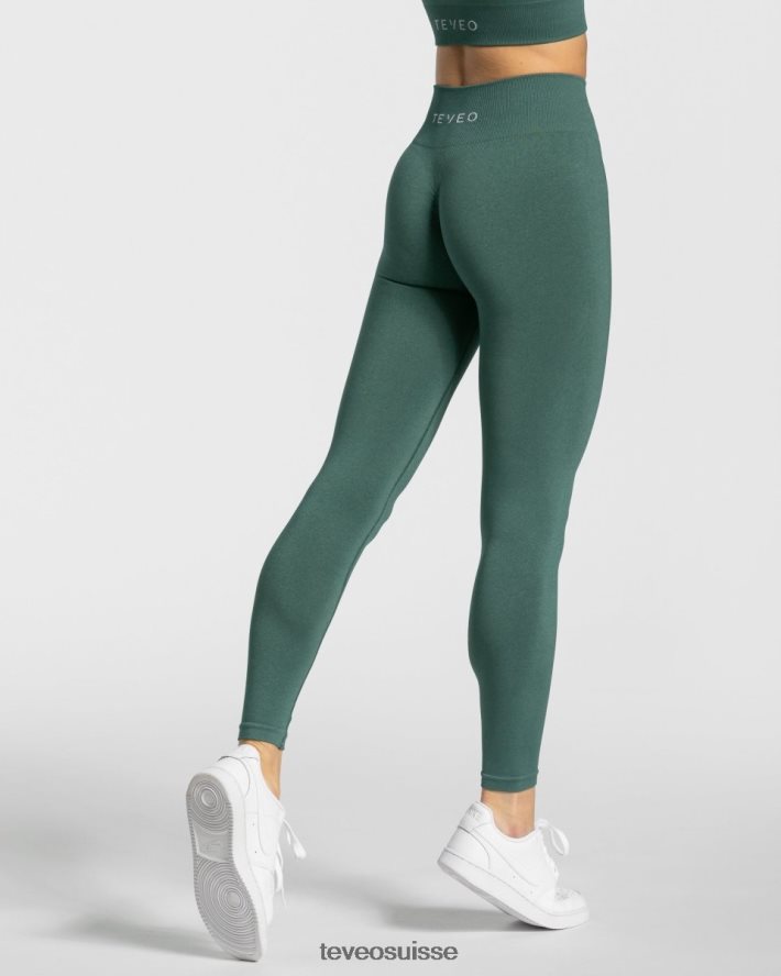 vêtements femmes TEVEO 40204P88 legging scrunch intemporel vert foncé
