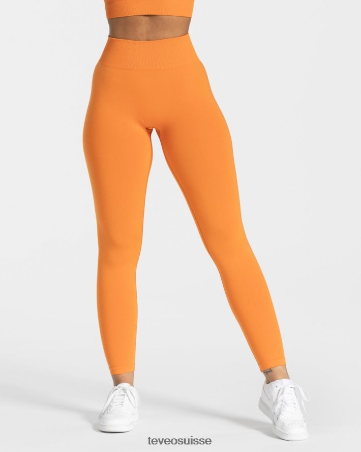 vêtements femmes TEVEO 40204P93 legging scrunch intemporel orange