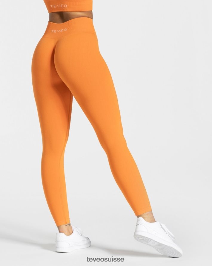 vêtements femmes TEVEO 40204P93 legging scrunch intemporel orange