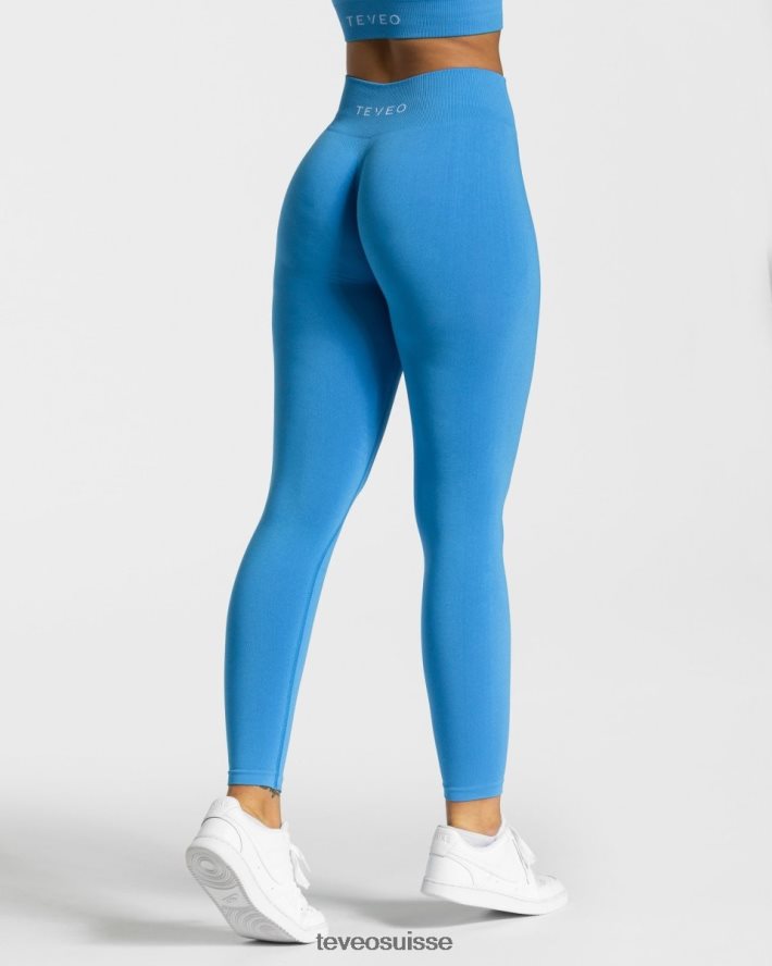 vêtements femmes TEVEO 40204P97 legging scrunch intemporel bleu d'été