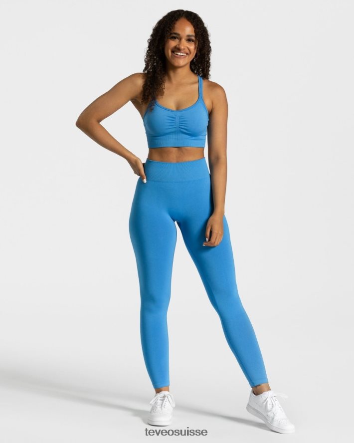 vêtements femmes TEVEO 40204P97 legging scrunch intemporel bleu d'été