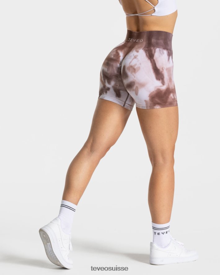 vêtements femmes TEVEO 40204P183 short scrunch tie-dye Terre