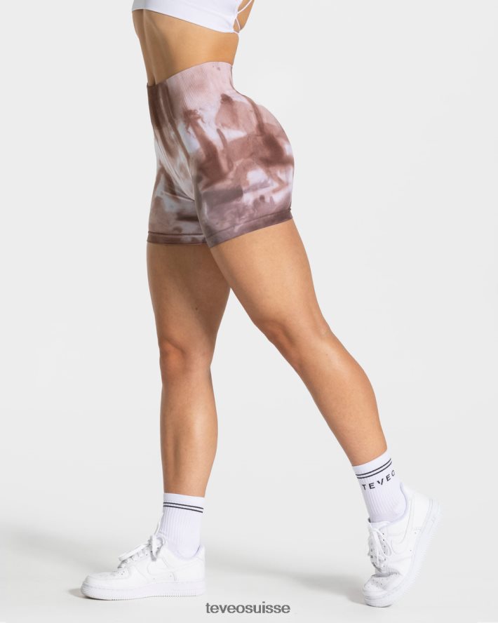 vêtements femmes TEVEO 40204P183 short scrunch tie-dye Terre
