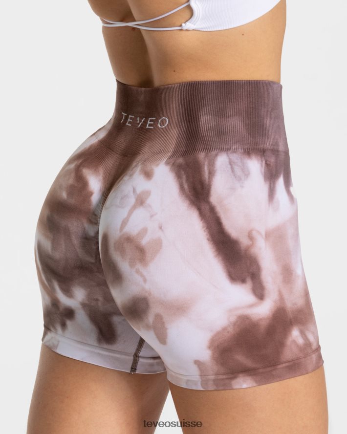 vêtements femmes TEVEO 40204P183 short scrunch tie-dye Terre