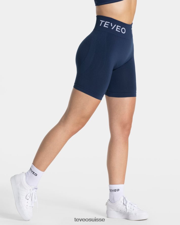 vêtements femmes TEVEO 40204P186 short scrunch signature bleu foncé