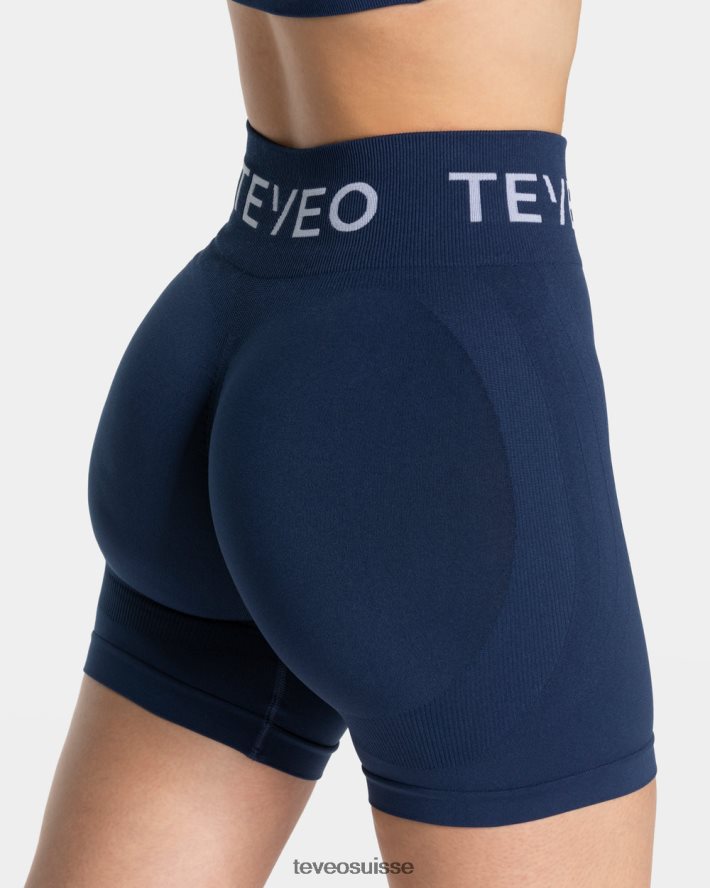 vêtements femmes TEVEO 40204P186 short scrunch signature bleu foncé