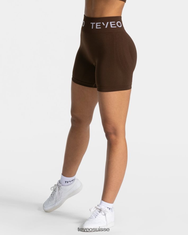 vêtements femmes TEVEO 40204P189 short scrunch signature marron foncé