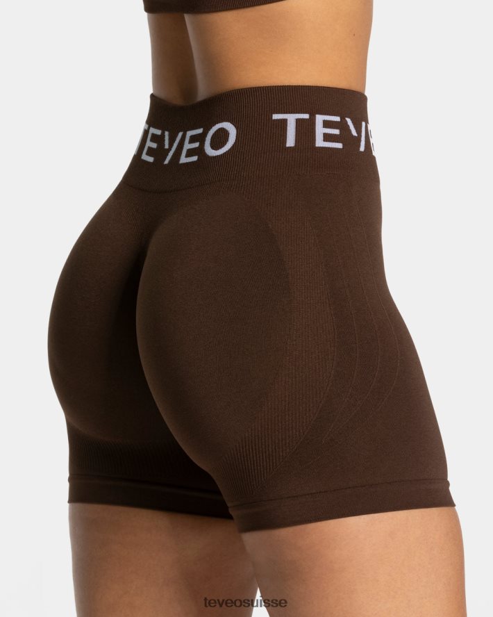 vêtements femmes TEVEO 40204P189 short scrunch signature marron foncé