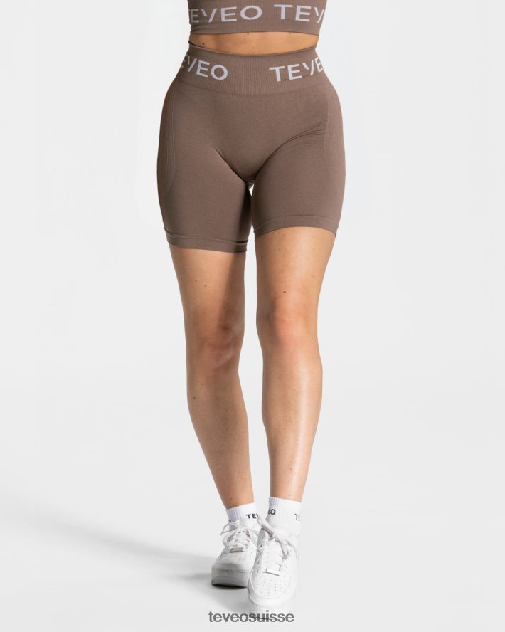 vêtements femmes TEVEO 40204P192 short scrunch signature moka