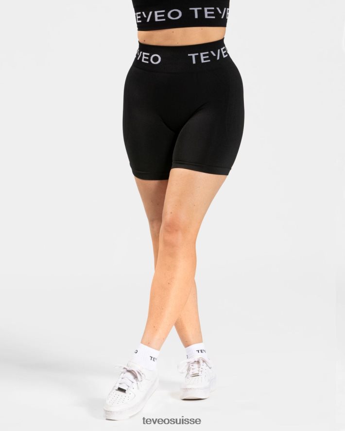 vêtements femmes TEVEO 40204P194 short scrunch signature noir