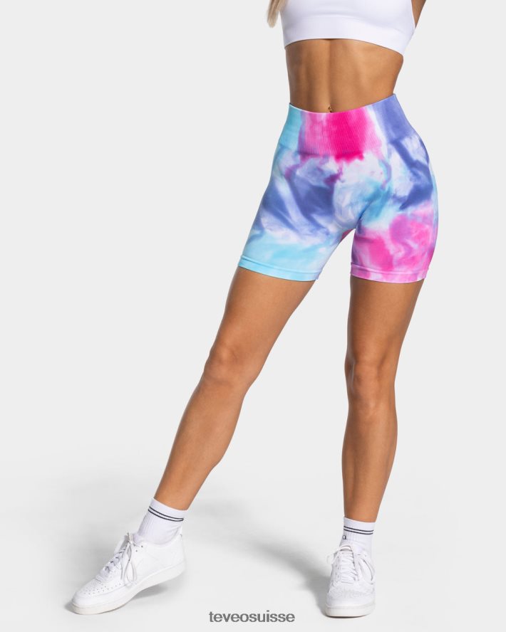 vêtements femmes TEVEO 40204P197 short scrunch tie-dye froid