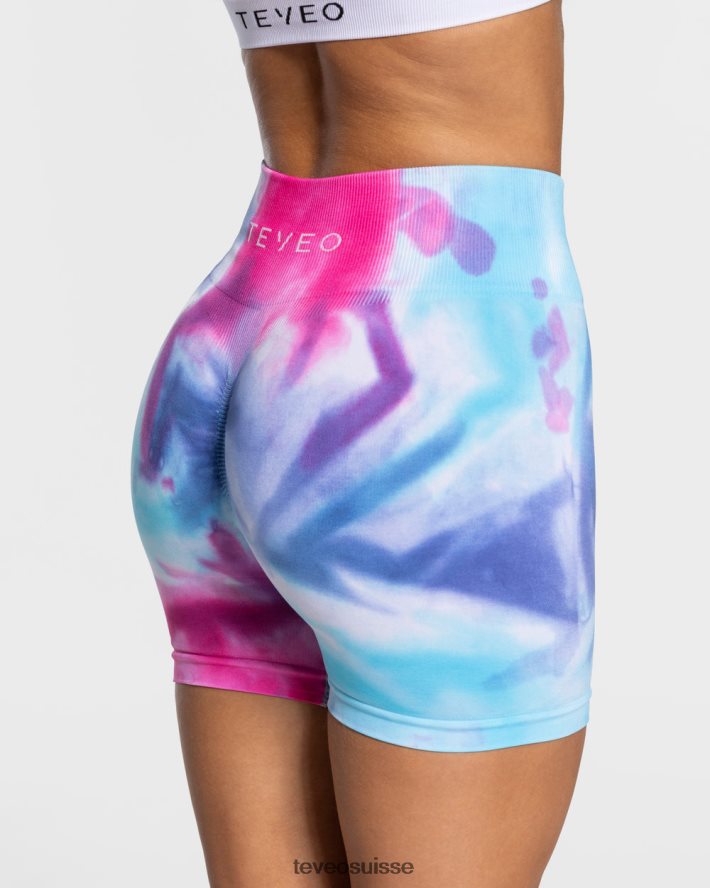 vêtements femmes TEVEO 40204P197 short scrunch tie-dye froid