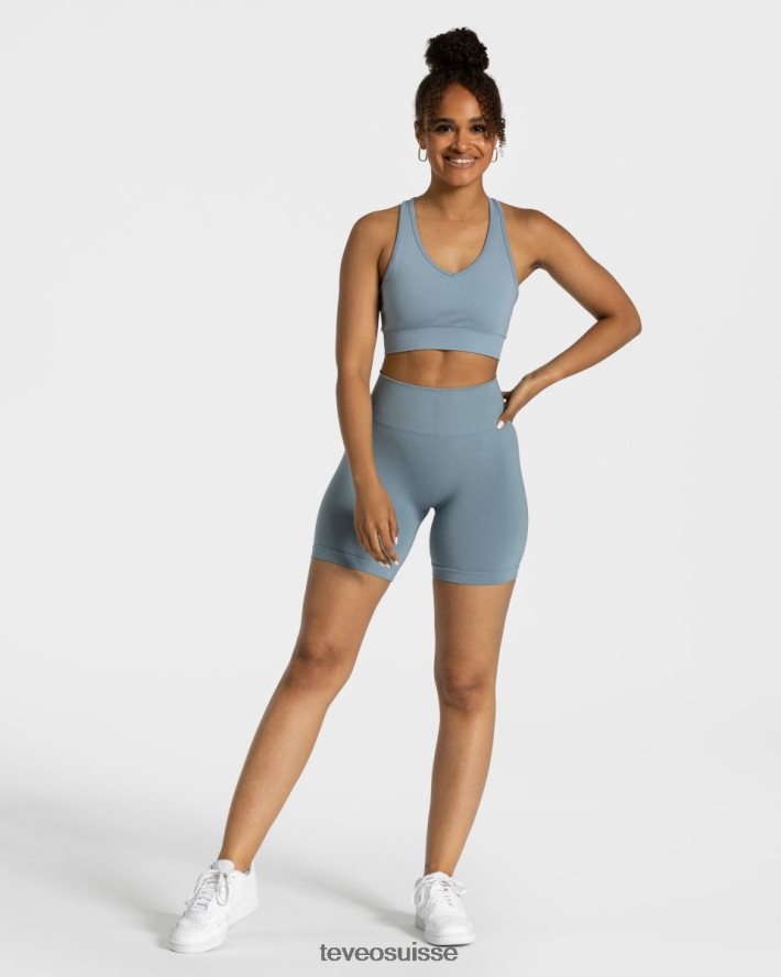vêtements femmes TEVEO 40204P210 court chic bleu acier