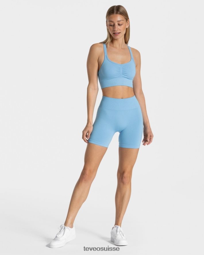 vêtements femmes TEVEO 40204P213 short scrunch intemporel bleu bébé