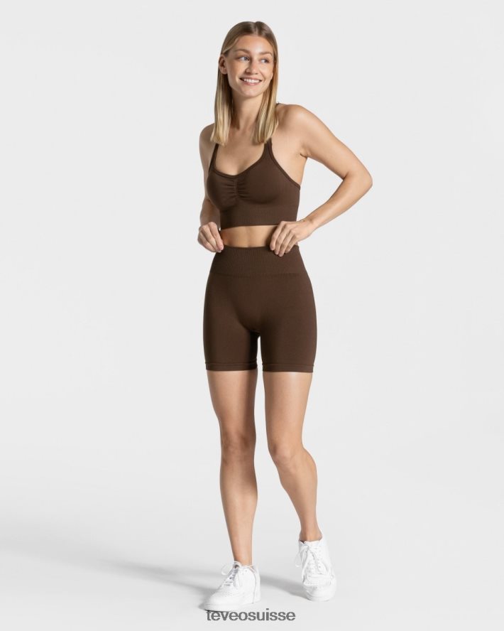 vêtements femmes TEVEO 40204P214 short scrunch intemporel marron foncé