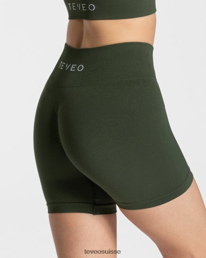 vêtements femmes TEVEO 40204P218 short scrunch intemporel kaki