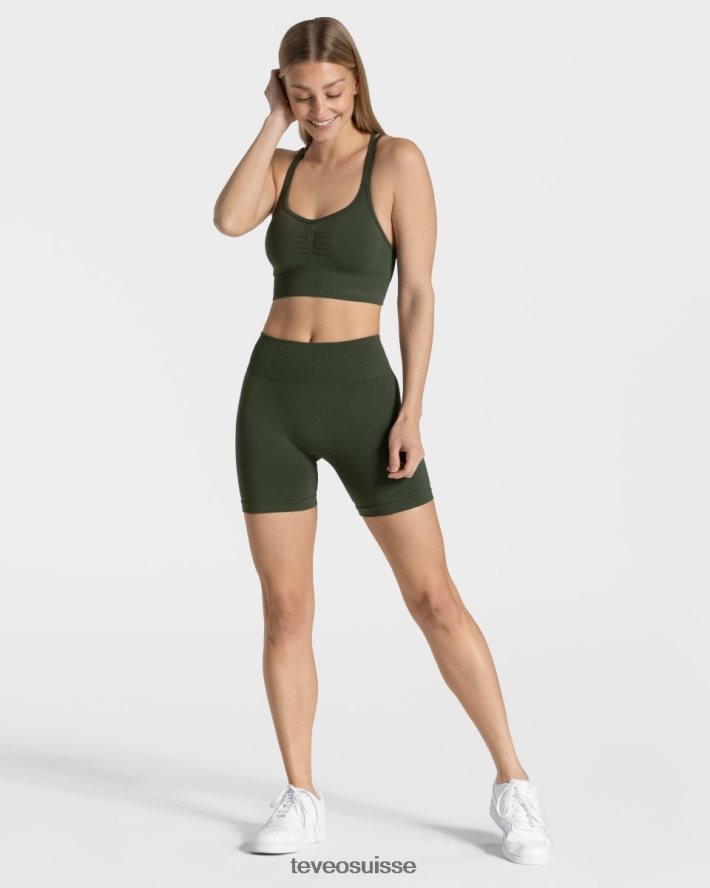 vêtements femmes TEVEO 40204P218 short scrunch intemporel kaki