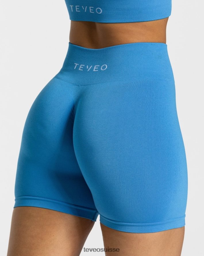 vêtements femmes TEVEO 40204P224 short scrunch intemporel bleu d'été