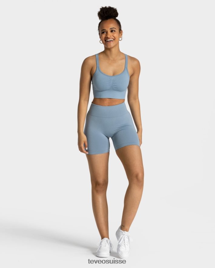 vêtements femmes TEVEO 40204P225 short scrunch intemporel bleu acier