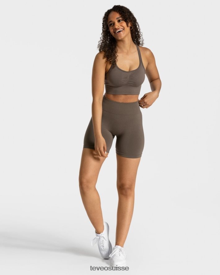 vêtements femmes TEVEO 40204P226 short scrunch intemporel taupe